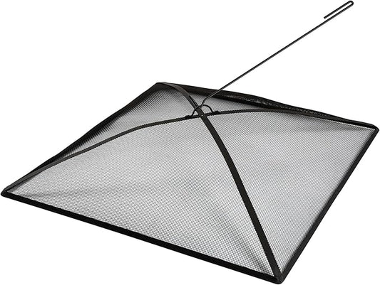 WeCooper 32Inch Heavy Duty Fire Pit Spark Screen Cover, Steel Mesh Square Firepit Screen, Fire Pit Ember Guard with FirePit Poker