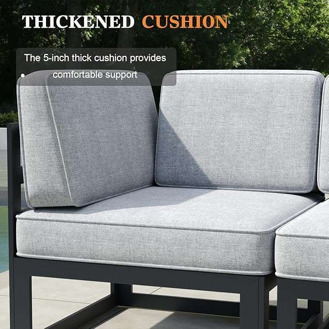 11 Pieces Aluminum Patio Furniture Set with Coffee Table, Metal Outdoor Conversation Sofa Set witVah Seating Cushions