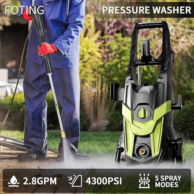 2026NEW Pressure Power Washer with 4 Quick Connect Nozzles, Inlet Hose & Filter, Foam Cannon for Cars/Fences/Driveways/Patios/Home Cleaning,16.9" X 12.2" X 13.8"