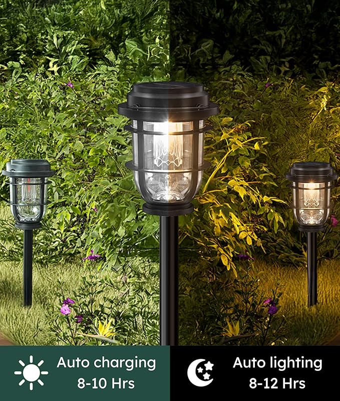Solar Pathway Light, Bright Auto Garden Lights Decor - Durable Landscape Lighting for Lawn, Patio, Walkway, Driveway, Housewarming Gift Ideas