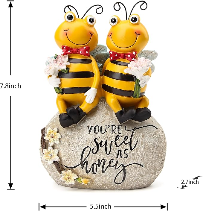 Smadeer Bee Statue for Garden Decorations Honey Bee Figurine for Outdoor Patio Lawn Porch Yard Backyard Outside Indoor Shelf Table Home Decor Garden Sculptures & Statues Holiday Spring Summer Bee Gift