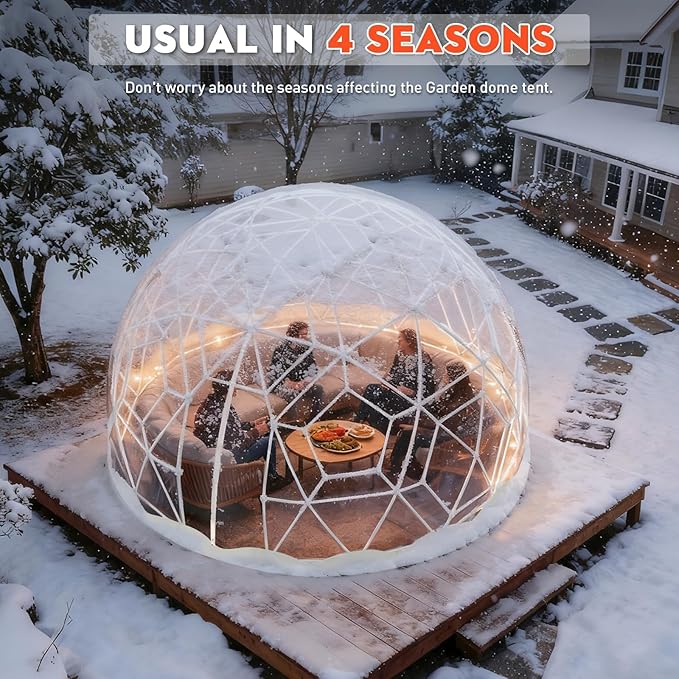 Garden Dome Tent, 9.6/12/15 ft Outdoor Clear Bubble Tent for 2-8 Person, All-Weather Geodesic Dome Greenhouse with Window & Door, PVC Transparent Tent for Patio, Camping, Party