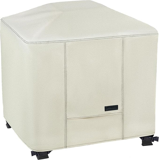 NettyPro Fire Pit Cover Square Waterproof Outdoor Firepit Cover for Gas Propane Fire Pit Table, 28 x 28 x 24 inch, Beige
