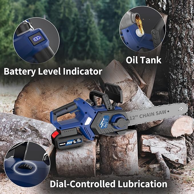 NANWEI 12 Inch Mini Electric Chainsaw Cordless With 2 Chains，Compatible with Makita 18V Battery，Battery Powered Chainsaw For Wood，Tree Cutting (Without Battery)