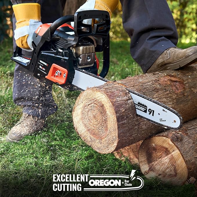 Gas Chainsaw Powered 42CC 18&16 Inch Chainsaw For Tree Trimming Wood Cutting 2.3 HP Handheld Chain Saw Gas With Automatic Oiler Christmas Birthday Gift For Husband Man Dad