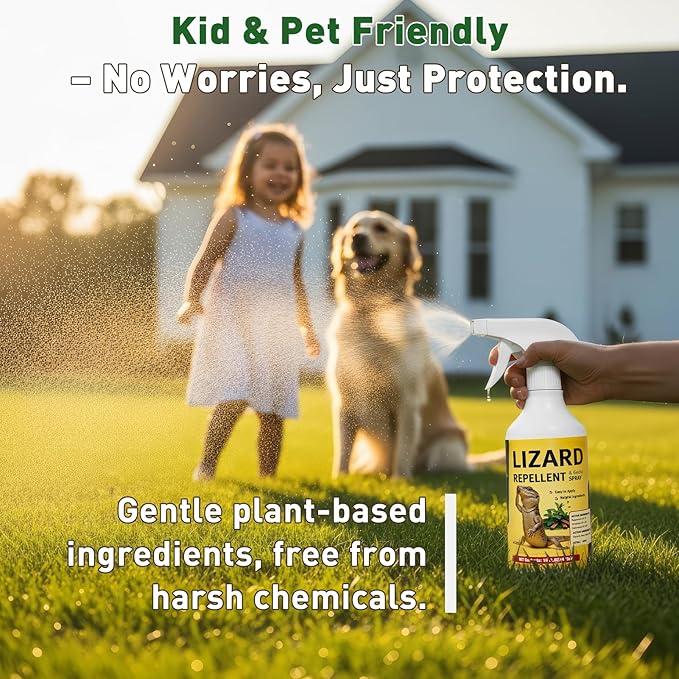 Lizard & Gecko Repellent Spray, 16 oz Plant-Based Spray, Safe for Home, Family & Pets, Repels Lizards and Geckos Naturally