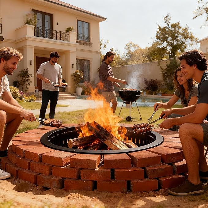 Smokeless Fire Pit Ring Insert - 31 Inch Outdoor Fire Pit Liner with Airflow Design for Efficient Burning, Durable Steel Construction, for Outdoor Camping