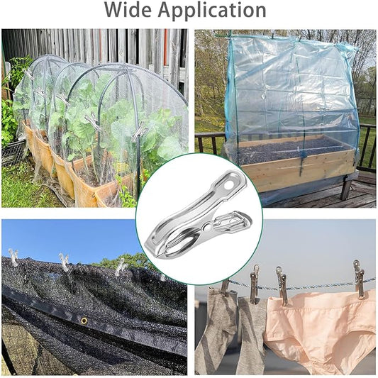 40 PCS Garden Clips, Greenhouse Clamps Made of Stainless Steel, Greenhouse Clips for Netting, Have a Strong Grip to Hold Down the Shade Cloth or Plant Cover on Garden Hoops