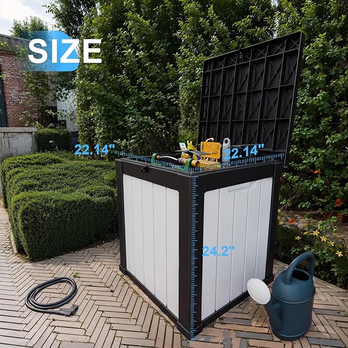 50 GallonOutdoor Storage Box,Resin Deck Boxes Waterproof, IndoorOutdoor Bin for Package Delivery, Patio Cushions, Gardening Tools, Lockable, UV Resistant