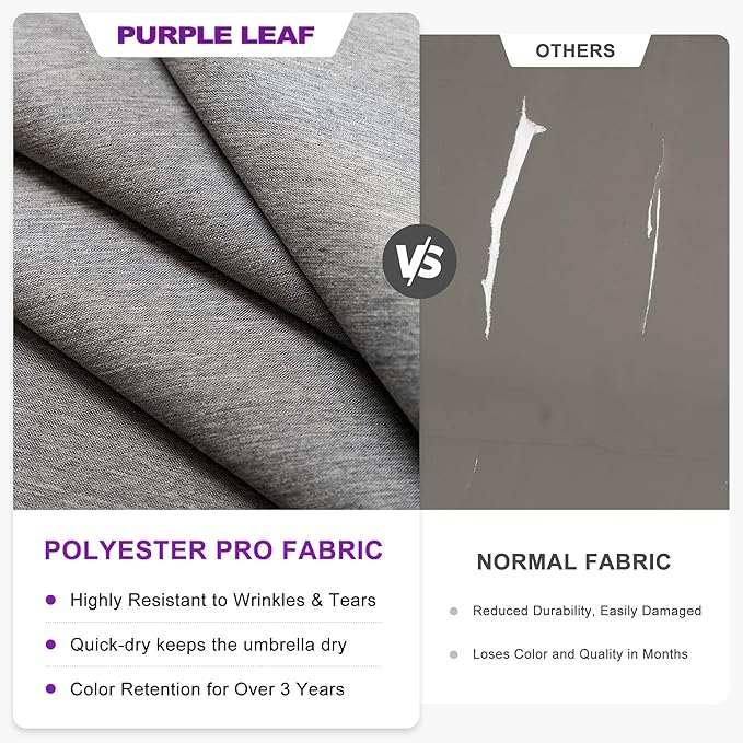 PURPLE LEAF 10' X 13' Double Top Cantilever Patio Umbrella Deluxe Large Outdoor Umbrella Rectangle Offset Umbrella with Fade Resistance for Garden Deck Pool Patio, Pebble Grey