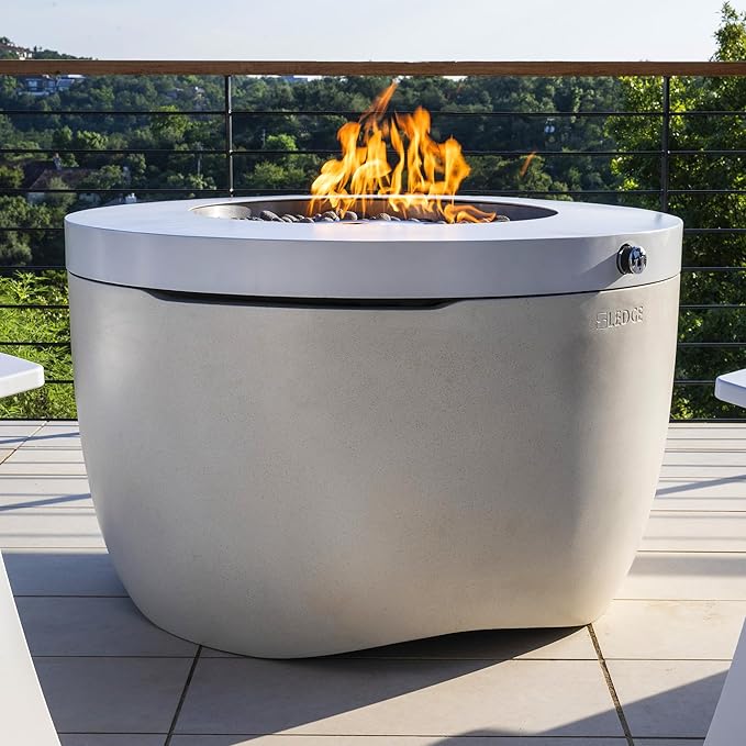 Ledge Lounger Halo Firepit - Smokeless Outdoor Fire Pit Table - 70,000 BTUs Propane Connector and Lava Rocks Included - All Season Heavy Duty (Sunset)