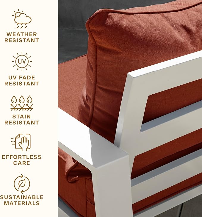 Honeycomb Outdoor Deep Seat, 24 x 23, Textured Solid Terracotta Chair Cushion for Patio Furniture