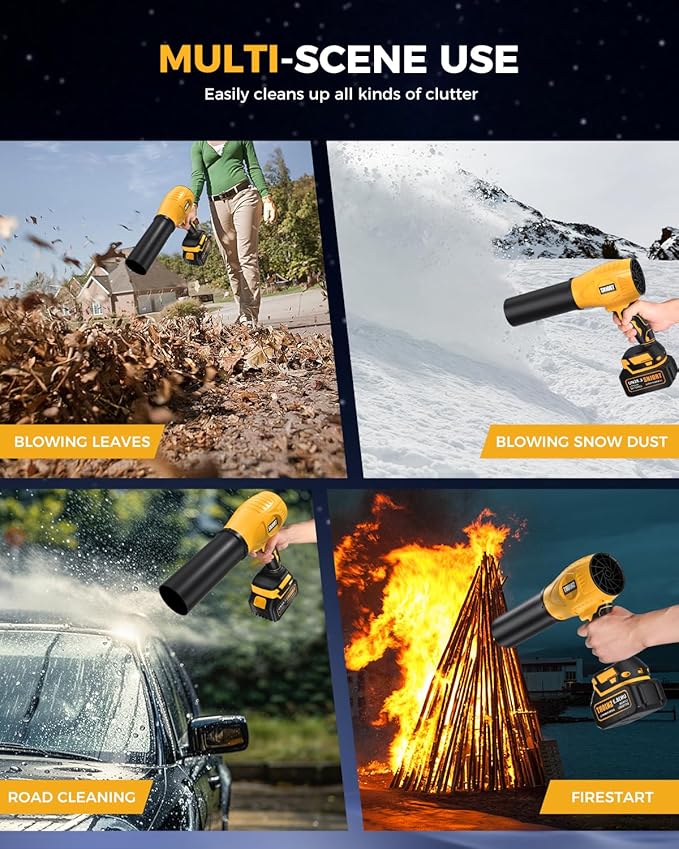Leaf Blower Cordless with Battery and Charger, 980,000 RPM, Extended Nozzle, Lightweight Handheld,Blower for Patio Cleaning,Leaves and Dust,Birthday Gifts for Men Dad Husband(Lemon Yellow)