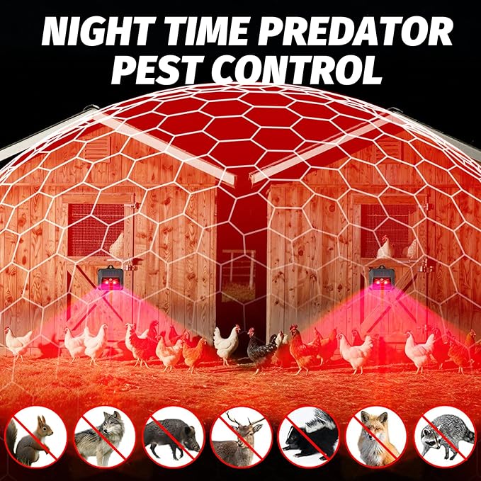 Solar Powered Coyote Deterrent Devices, 4 Pack Waterproof Racoon Repellent Predator Control Lights Used to Deterrent Raccon Coyote Fox Deer Protect Your Property Chicken Coop with Humane Deterrence