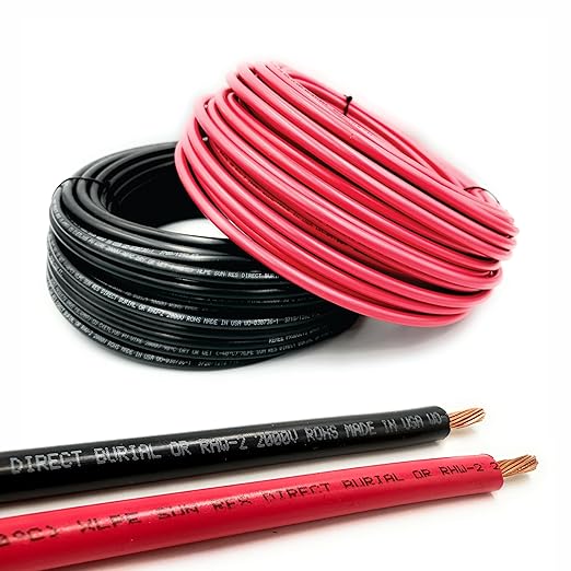 NATIONAL Wire&Cable 10 Gauge Solar Panel Professional Wire - Made in USA - 2x30 Ft Copper PV Wire UV Resistant Cable for Boat Marine Automotive RV Solar Panel Outdoor - Red&Black