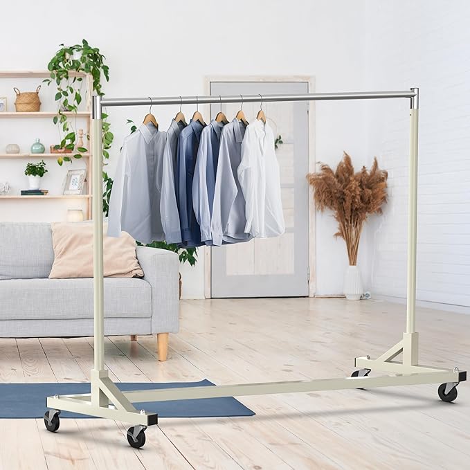 Simple Houseware Industrial Grade Z-Base Garment Rack, 500lb Load with 62 Inches Extra Long Bar, Gray