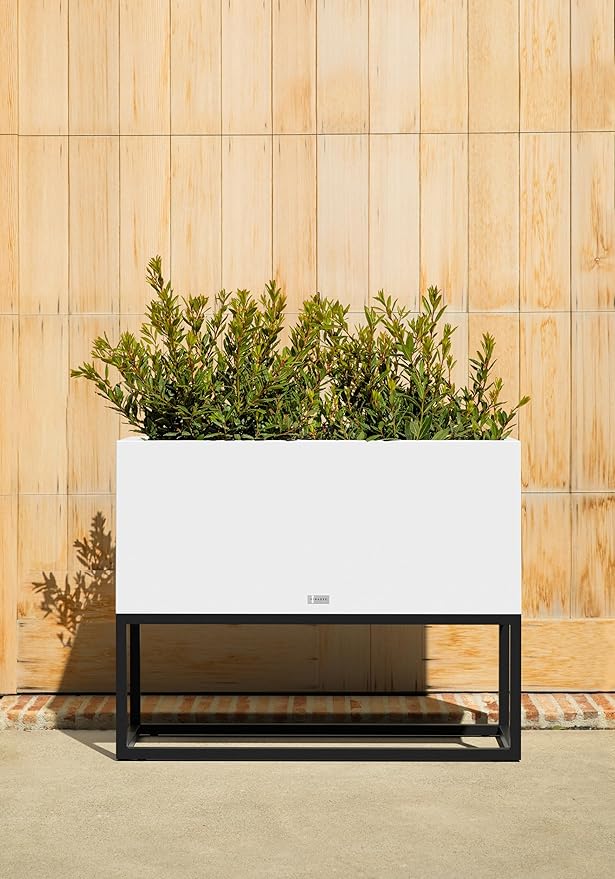 Veradek Block Series Raised Long Box Planter for Patio & Garden | Durable All-Weather Use with Aluminum Stand | Modern Décor for Herbs, Flowers