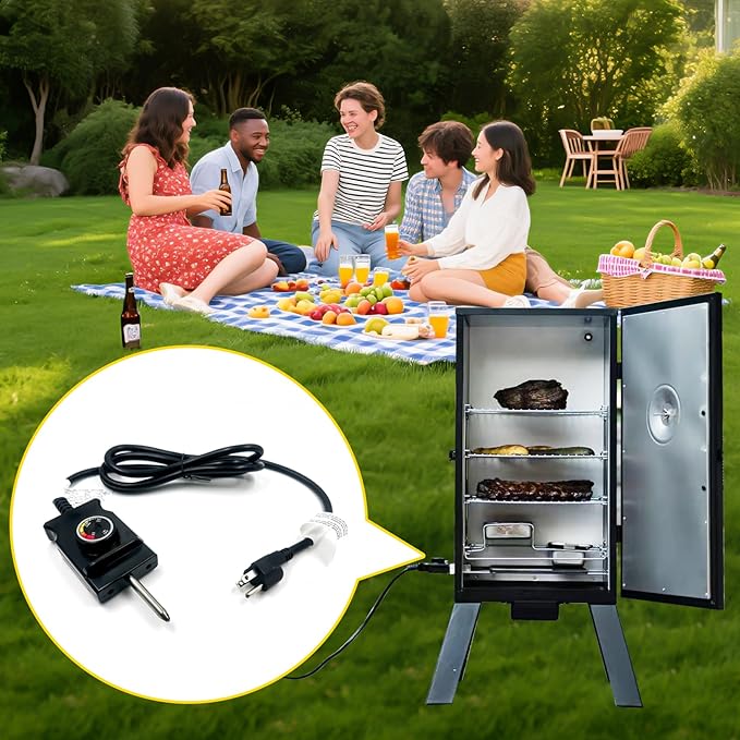 Power Cord For Masterbuilt Electric Smoker Replacement Parts,Electric Skillet Cord Replacement Analog Control Plug Dial Knob Temp Thermostat Controller Masterbuilt Smoker Grill Accessories
