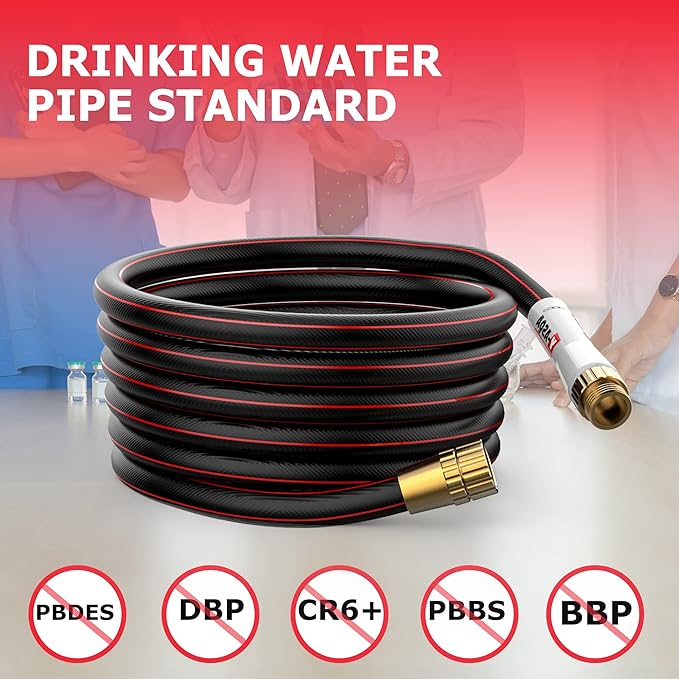 Garden Hose 25ft, Leakproof Durable, Lightweight, Flexible, Drinking Water Safe Hose, Pull-in Heavy Duty Hose 5/8" Diameter 25ft 150PSI No Kink Durable High Burst Strength water Hose