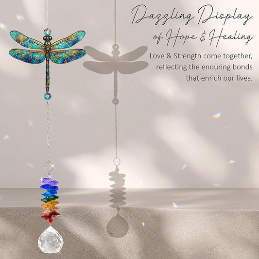 GIFTELIX Christmas Ornaments - Dragonfly Gifts - Dragonflies Decor - Christmas Birthday Gifts for Women, Men - Dragonfly Suncatcher - Remembrance Ornament - Rainbow Maker - Hanging Decor