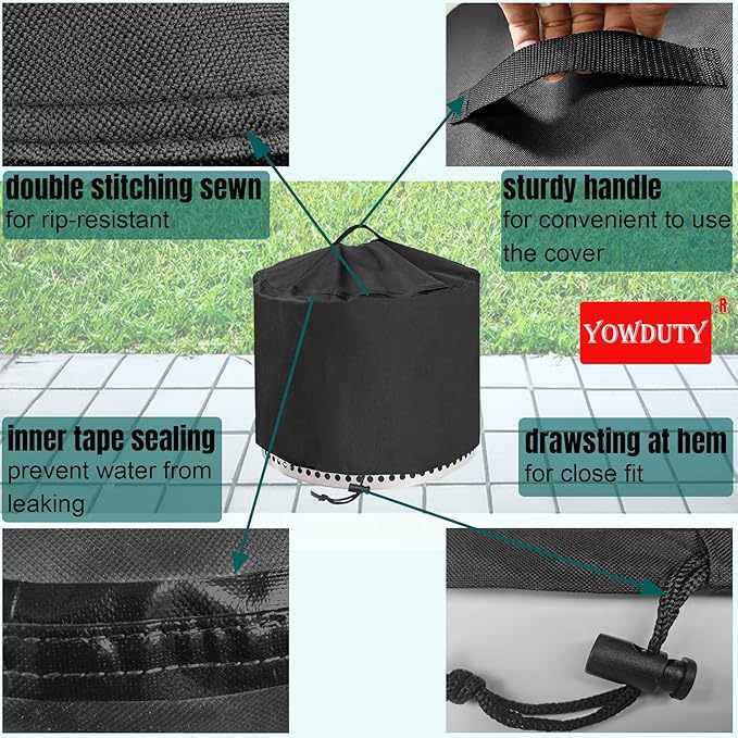 Round Fire Pit Cover for Solo Stove Bonfire 20 Inch, Waterproof Heavy Duty 600D Material Patio Firepit Cover 20" for Solo Stove Bonfire Series,Round 21" D x 15" H
