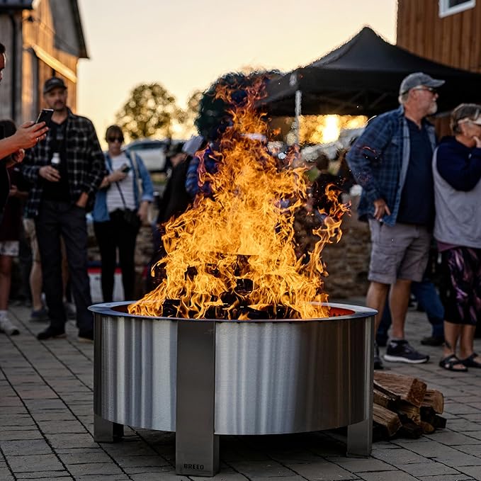 Breeo Smokeless Fire Pit (X Series 42, Corten Steel, Lid Included) | 46 inch Smokeless Firepit for Outside | 190 Pounds | Gifts for Dad | Compatible with Wide Range of Breeo Accessories