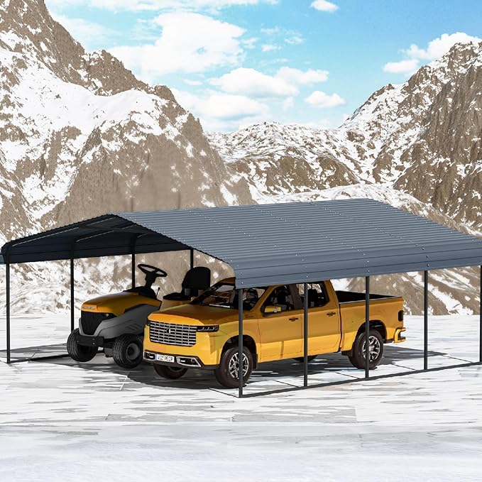 20x20 Heavy Duty Carport – Metal & Portable 20x20 Carport, Heavy-Duty RV Shelter, Car Port, Garden Shed & Weatherproof Storage Solution