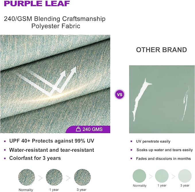 PURPLE LEAF 10 FT Cantilever Umbrella Outdoor Patio Umbrella, Large Offset Square Umbrella, Windproof Heavy Duty Hanging Outside for Patio, Mint Green