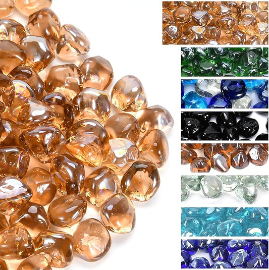 GasSaf Diamonds Fire Glass for Gas or Propane Fire Pit Fireplace & Landscaping 20-Pound 1 inch (Pink Luster)