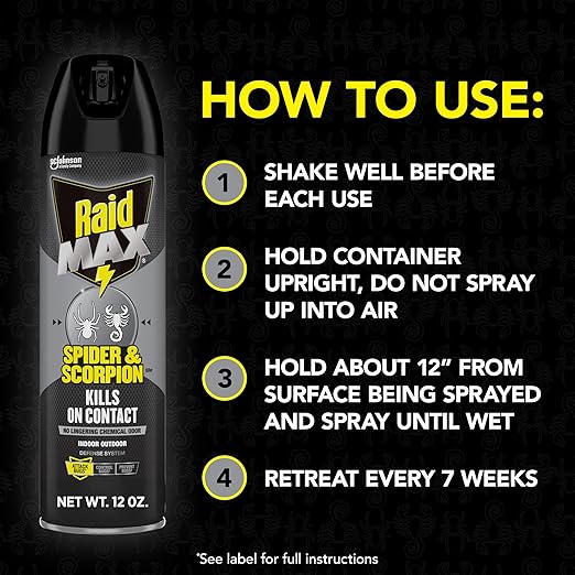 Raid Max Spider and Scorpion Killer, Kills Spiders, Scorpions, Roaches, Ants, Waterbugs, Earwigs, 12 Oz