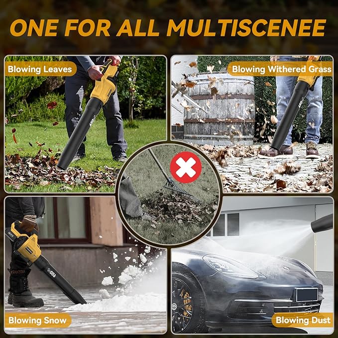 Leaf Blower Cordless,650 CFM & 160 MPH Electric Cordless Leaf Blower with 2 * 4.0Ah Batteries & Noise-Reduction Ear Muffs,3 Speed Powerful Blowing Ideal for Lawn Care, Blowing Leaves, Dust, Snow