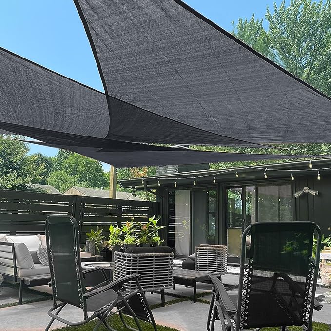 LOVE STORY 10' x 10' x 10' Sun Shade Sails Triangle Sunshades Sail Shade Canopy Patio Cover for Shade Outdoor, Graphite Grey