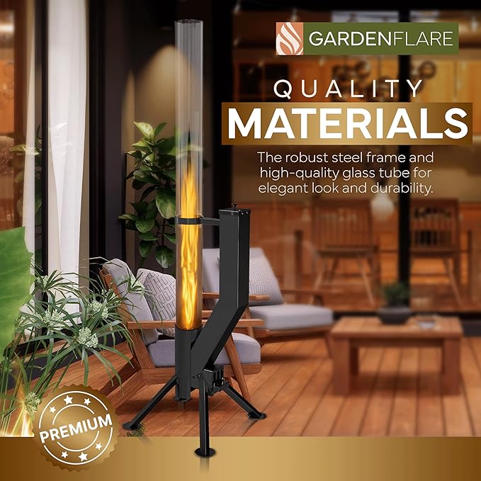 Smokeless Fire Pit - Outdoor Wood Pellet Fire Tube Stainless Steel firepit for Ambience Fire on Your Backyard, Patio, Porch & Garden (Matte Black, Premium)