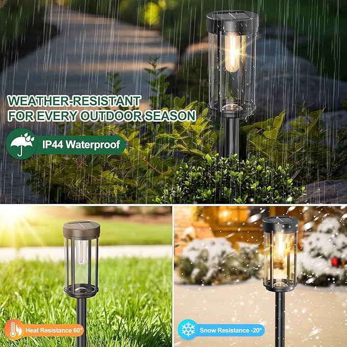 2 Pack Solar Lights Outdoor Waterproof for Garden Walkway Pathway Lawn Yard Decorative Modern Landscape Lighting. (Warm White Light, 2)