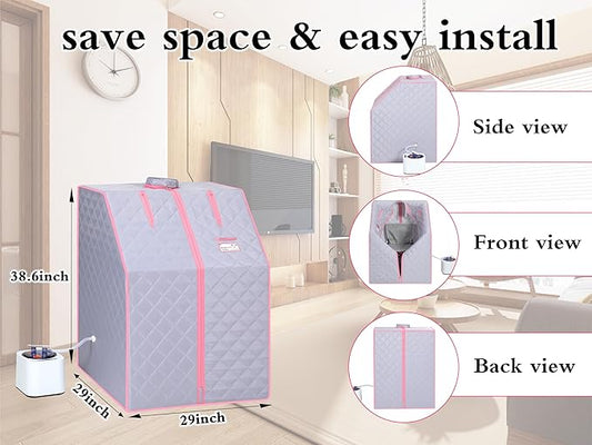 Portable Sauna for Home,Steam Sauna Tent, Portable Personal Steam Sauna for Home SPA with 2.2L & 1000 Watt Steam Generator,60 Minute Timer,Folding Chair