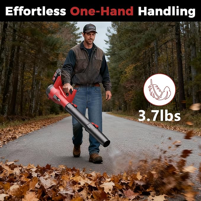 for Men Cordless Leaf Blower 4.0Ah: Lightweight Handheld Blower 21V Low-Voice for Yard Cleaning, Home Garden and Daily Maintenance