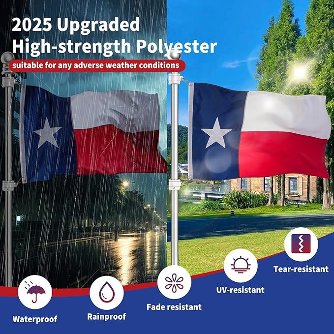 EMBROID Texas State Flag 6x10,Heavy Duty Outdoor Texas Flag,Embroidery Technique,Tear Resistant,Sewn Stripes,Brass Grommets,Upgraded High-strength Polyester Fabric,All Weather Durable State Flags.