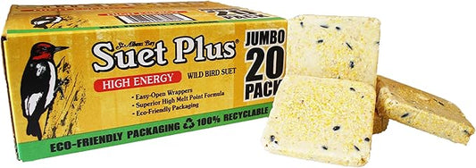 ST. ALBANS BAY SUET PLUS High Energy Suet Cakes, 20 Pack of 11 oz. Suet Cakes for Wild Birds