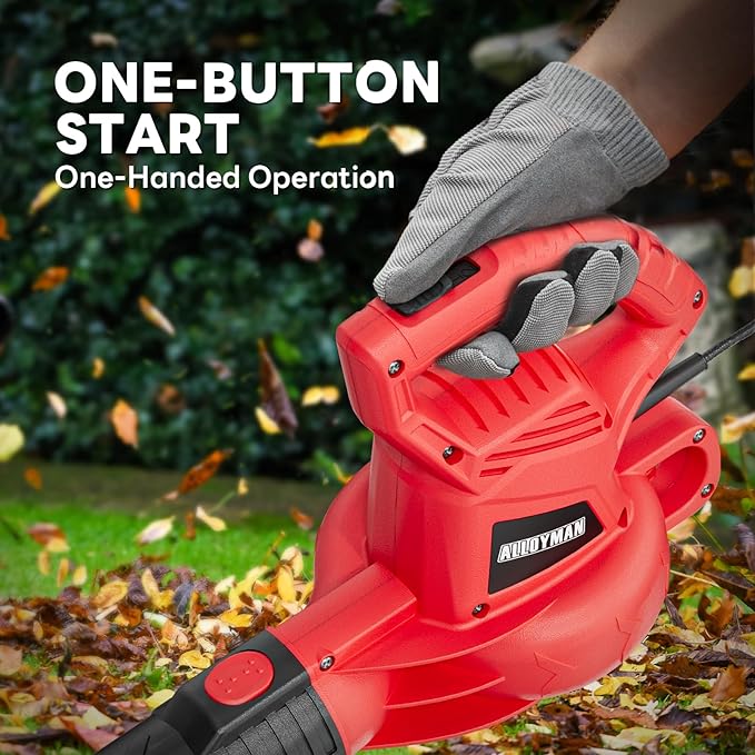 ALLOYMAN Electric Leaf Blower,7AMP Lawn Blower,350CFM Mini Leaf Blower Lightweight & Portable for Lawn Care/Snow Blowing