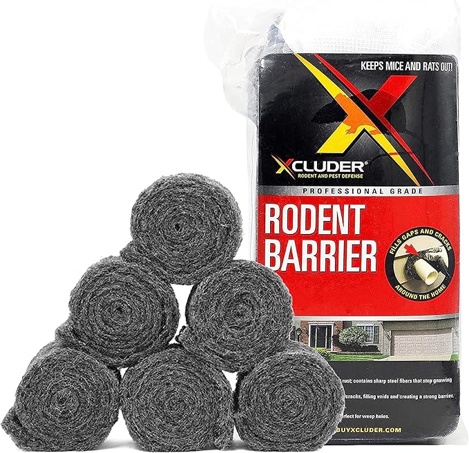 Xcluder Rodent Control Fill Fabric 6 Rolls of Stainless Steel Wool Blend Protect Home, Business, Office Stop Rats, Mice, and Pests from Entering Property