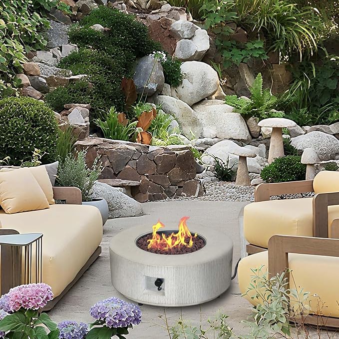 Afterglow Firepits All Terrafab External Gas Tank for Outdoor Use Round 50000Btu, Gray