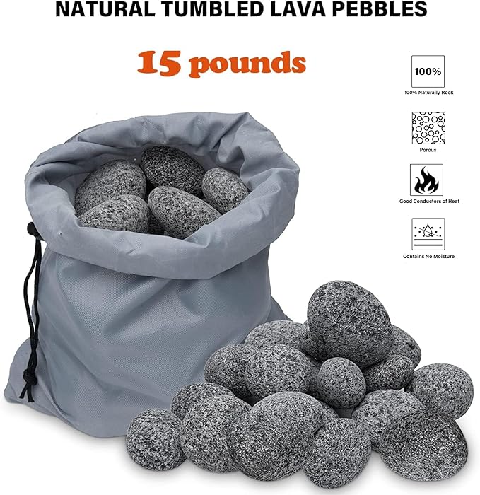 Black Lava Rock for Fire Pit,2"-3" Natural Lava Stones for Gas Fire Pit and Fireplace(15-Pound)