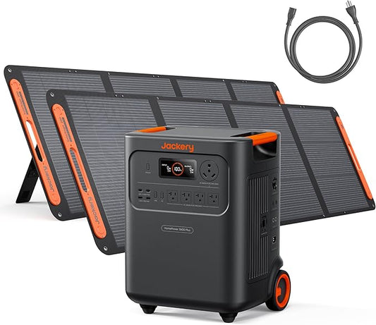 Jackery HomePower 3600 Plus Portable Power Station with 2x 200W Solar Panels, 3600W AC Output, 3584Wh LFP Solar Generator, Expandable up to 43kWh, Essential Home Backup for Home Use, Emergencies, RV