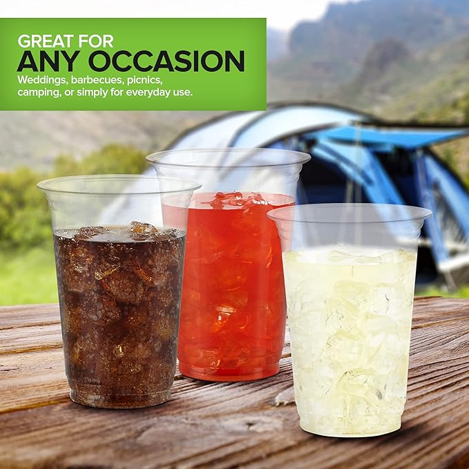 Stock Your Home Compostable Cold Cups 16 oz (1000 Pack), Plant Based Eco Friendly Disposable Cups for Water, Wine or Beer Samples