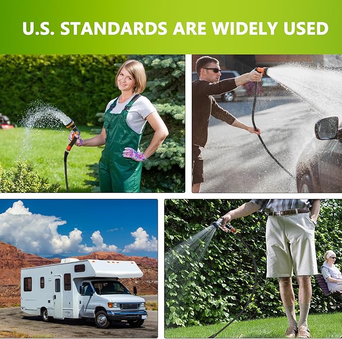 ACOVER Anti-Kink 25FT Non-Expanding Garden Hose, Flexible and Tough, Lightweight and Sturdy for Outdoor, Yard, Lawn, Car Wash, Marine, and Camper Use,and All-Season Use. U.S Standards Brass Fitting