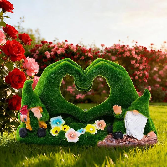 twinbling Valentines Day Gifts for Her Garden Gnome Statue Heart-Shaped Moss Covered Outdoor Garden Decor Cute Gnomes Decorations for Home Patio Yard Balcony Lawn Decor