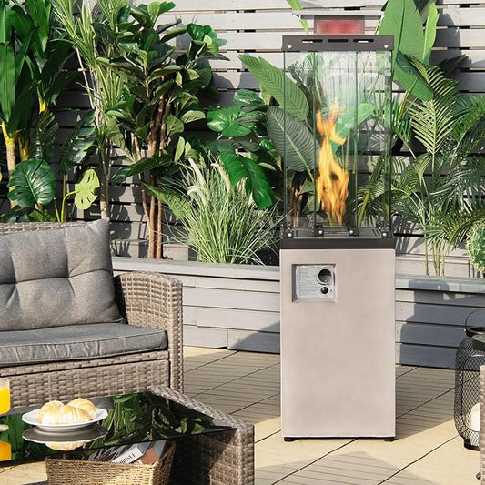 Tangkula 41,000 BTU Propane Patio Heater with Waterproof Cover, Outdoor Heater with Lockable Wheels, Adjustable Feet, Tempered Glass Tube, Suitable for Garden Porch Patio Deck