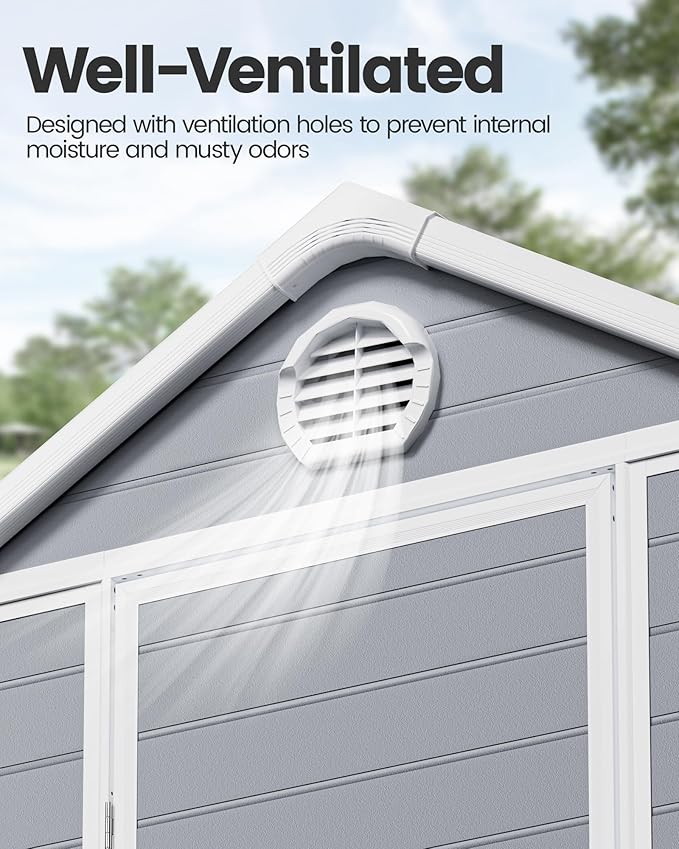 6x4.5 Resin Outdoor Storage Shed with Enhanced Roof Runoff & Floor, Secure Hidden Screws Design, Durable Build for Deck, Pool Supplies, and Versatile Storage, Aritic Light Grey