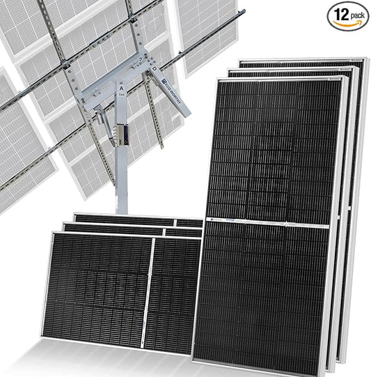 ECO-WORTHY 1200W Solar Tracker System: 6pcs 195W Monocrystalline Solar Panels, Dual-Axis Solar Tracking Kit with Tracker Controller for Shed Farm Yard Hut Field and Any Off-Grid
