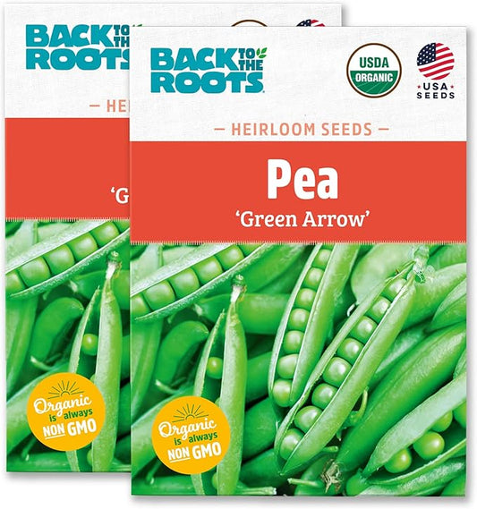 Back to The Roots 100% Organic Heirloom Seeds - Pea 'Pisum Sativum' Value Pack (16.8g Total)